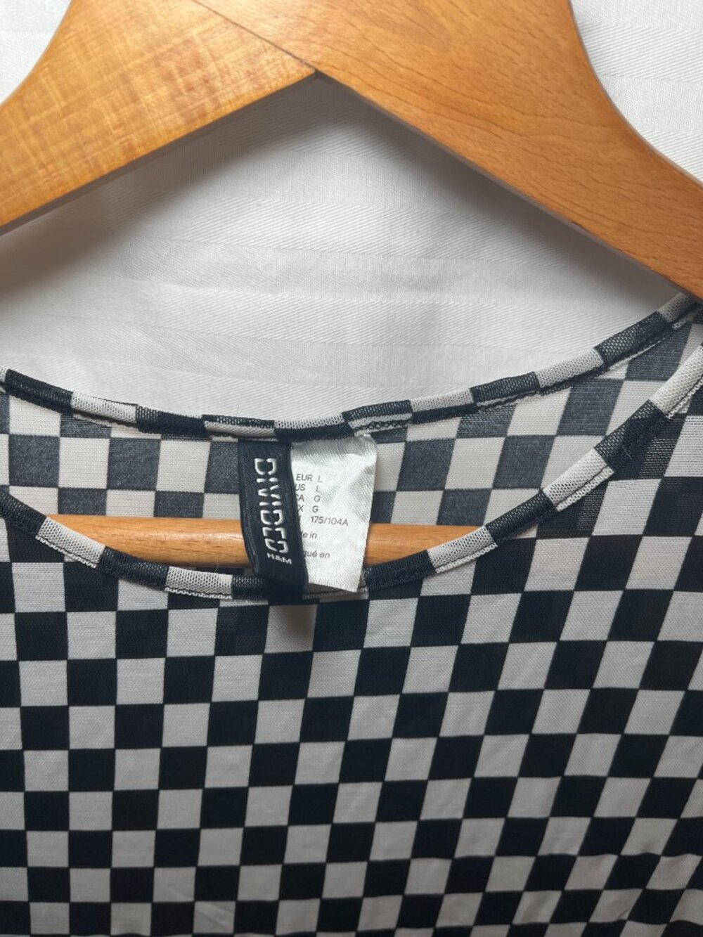 H&M Black White Checkered Crop Top Size L - Picture 2 of 3